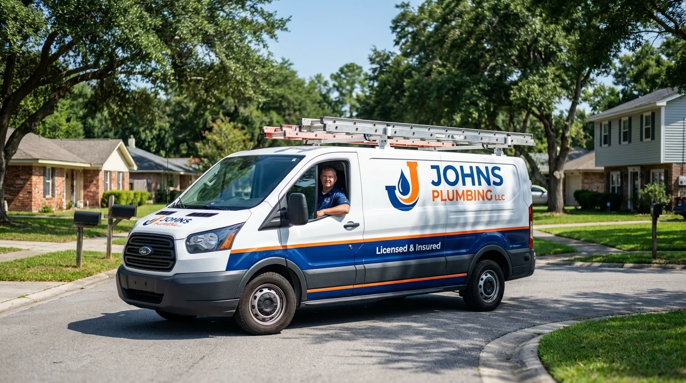 Johns Plumbing LLC service van in Pine City, MN