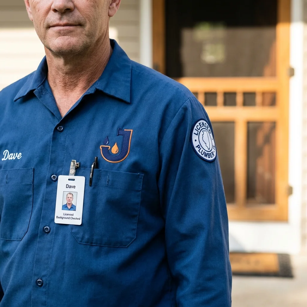 Licensed plumber showing ID badge in Pine City, MN