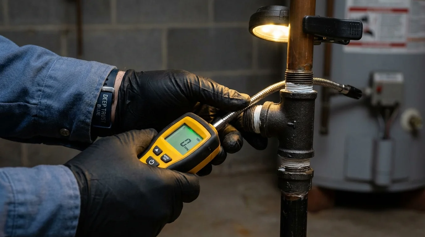 Gas leak detection with electronic sniffer by Johns Plumbing LLC in Pine City