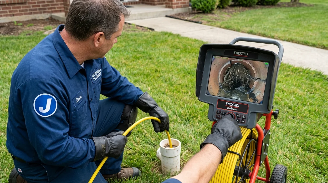 Sewer camera inspection being performed by Johns Plumbing LLC in Pine City