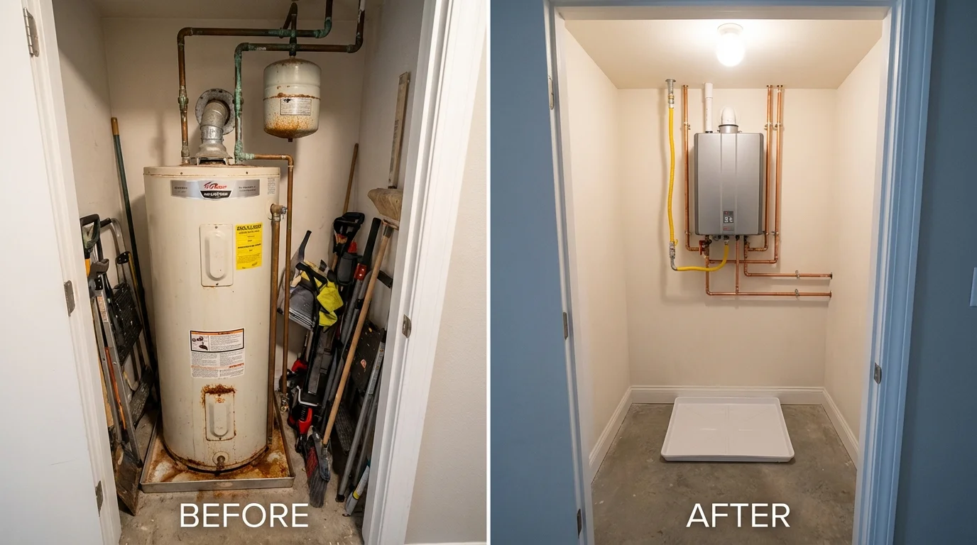 Tank water heater versus wall-mounted tankless unit comparison for Pine City, MN homeowners